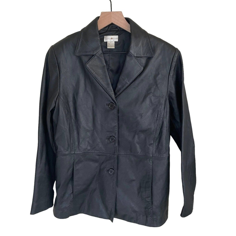 Preswick and Moore Women’s Black Leather Jacket Blazer Size Medium Soft Leather